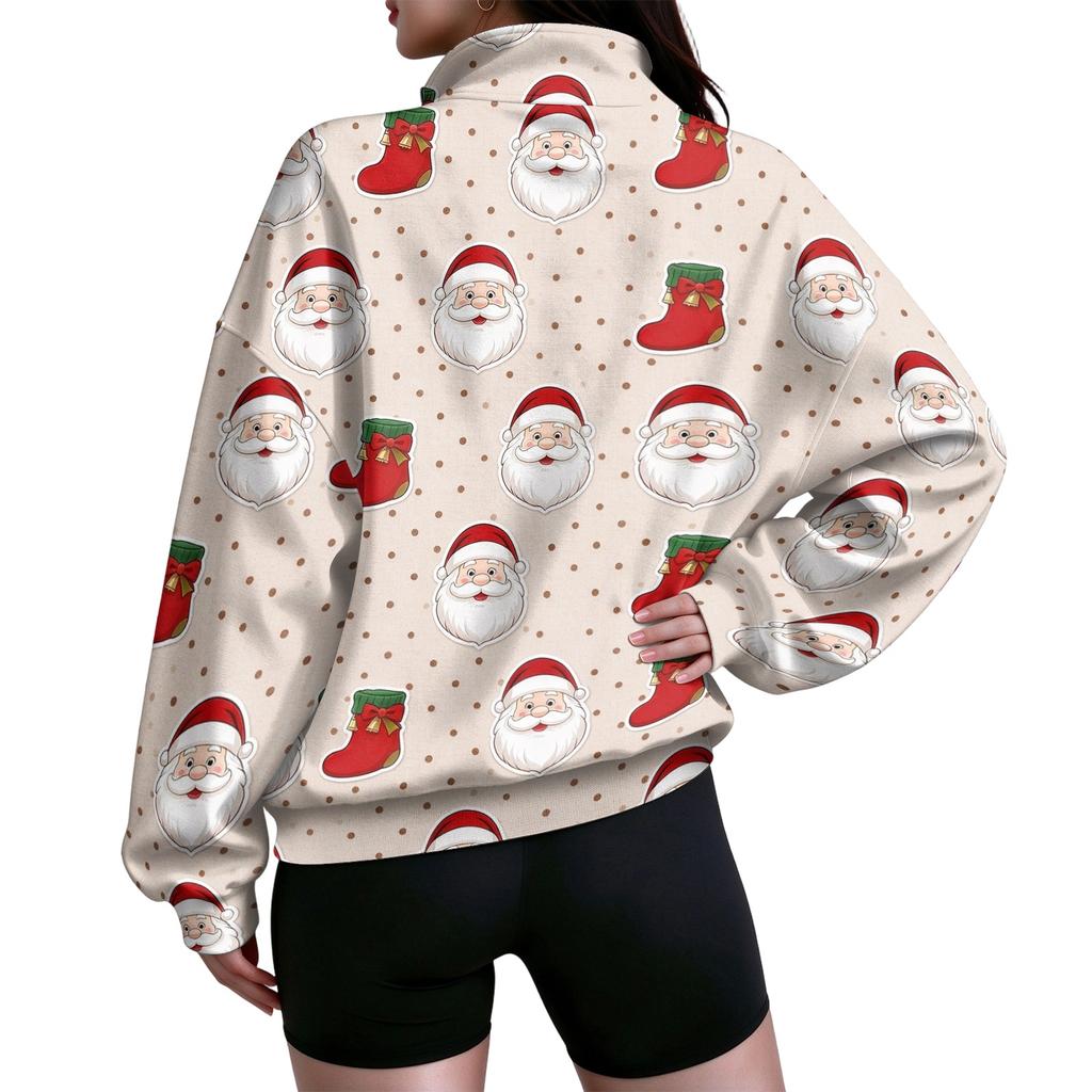 Women's Trendy Lightweight Printed Half-Zip Sweatshirt for Casual Everyday Wear