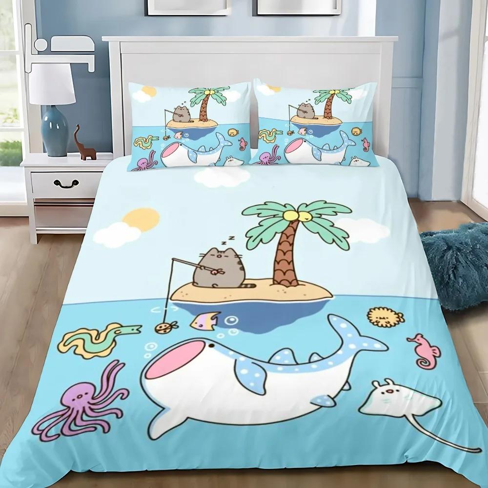 Exquisite cute Print Duvet Cover Set Bedding Set P-Pus-heens Cat Single Double King Size For Kids Boy Girl Bedroom Decor 2/3pcs
