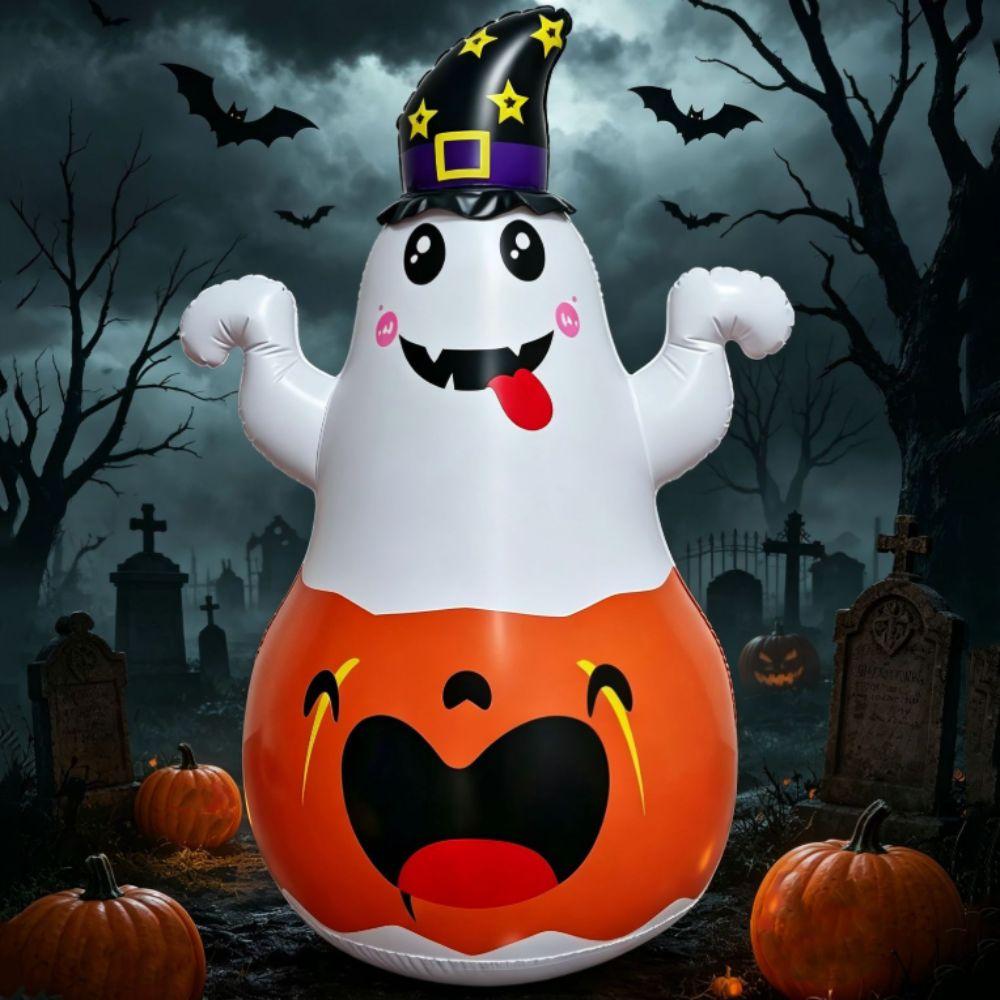 PVC Material Inflatable Pumpkin LED Light Inflatable Witch Hat Holiday Decoration