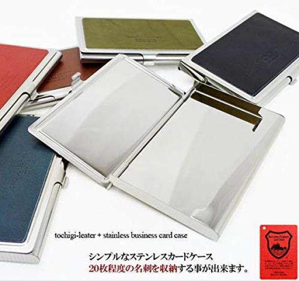 Business Card Holder Card Case Genuine Leather Tochigi Leather Made in Japan Brand Thin Stainless Steel Stylish Gift Men's Women's (Camel)