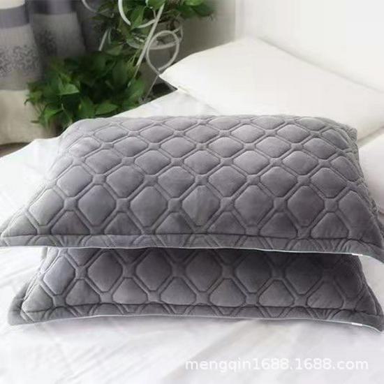 Crystal Velvet Pillowcase 48x74: Autumn/Winter Quilted Flange, Thick, Warm Milk Velvet
