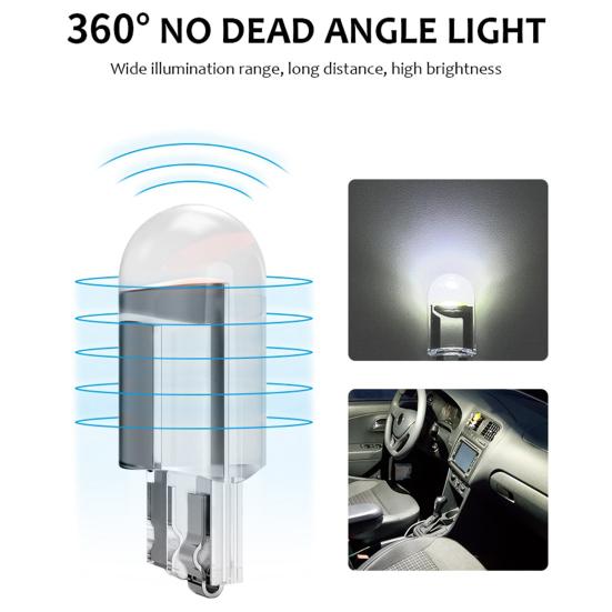 10Pcs T10 License Plate Lamp High Brightness Universal Waterproof 12V COB Auto LED Instrument Lamp for Turn Light