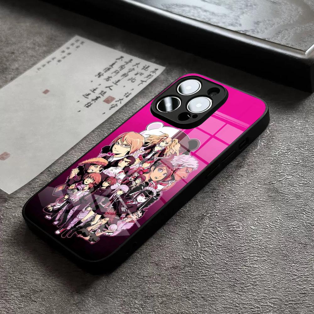 Anime Danganronpa Phone Case For IPhone 15 Pro Max 14 Pro 12 11 13 Mini X XR XS 16 Plus SE Tempered Glass Back Cover