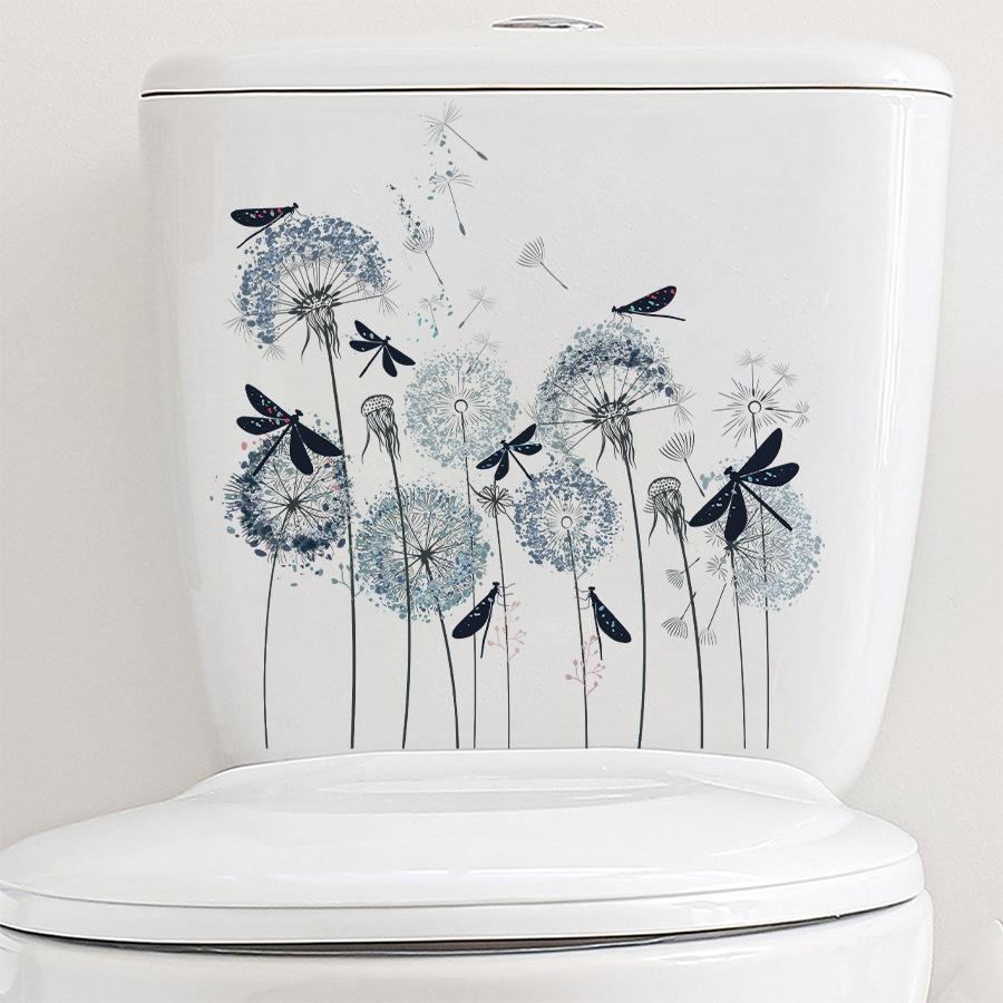 

1Pc Watercolour Flower Dolphin Wall Stickers for Toilet Bathroom Home Decor Bedroom Wall Decals Children Room Living Room DIY 30x30CM
