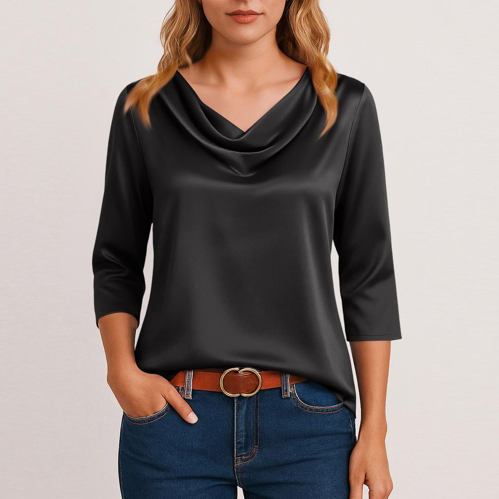 Bluse Für Damen Festlich 3/4 Langarm Hemden Business Casual Outfit Oberteile