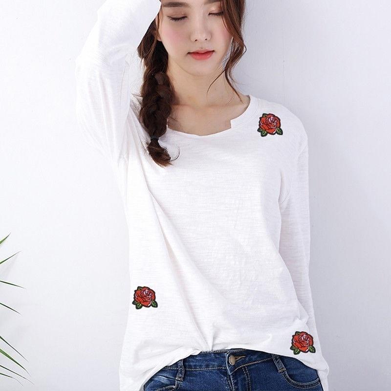 2Pcs/Set Creativity DIY Cartoon Embroidery Roses Flower Buiter Distinctive Patch Accessory