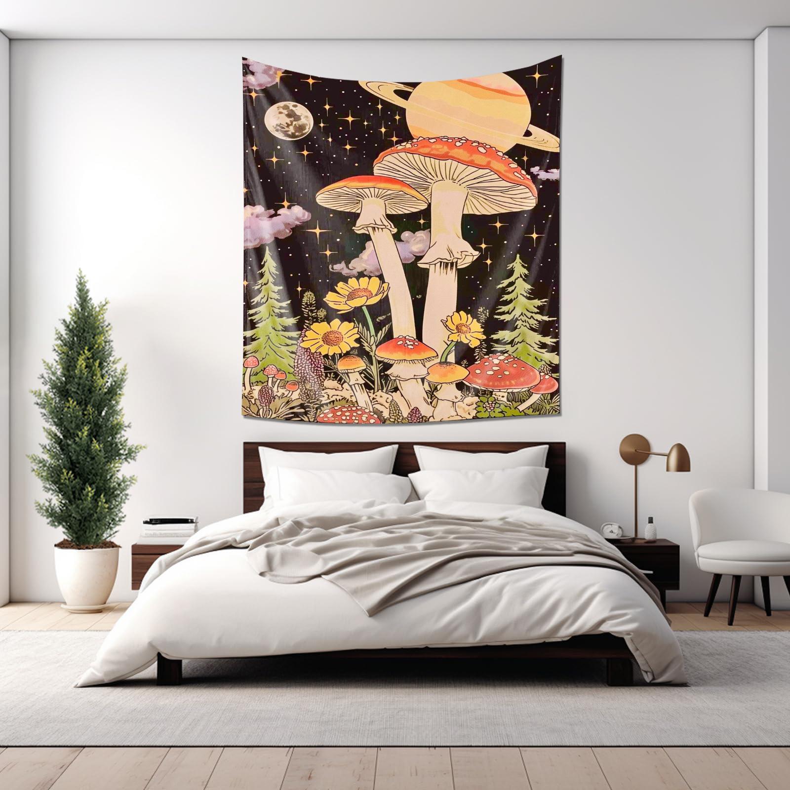 Психоделическая Планета Грибной Лес Настенное панно Мистический Мечтательный Декор для дома Гобелен 74x94cm(29x37in)