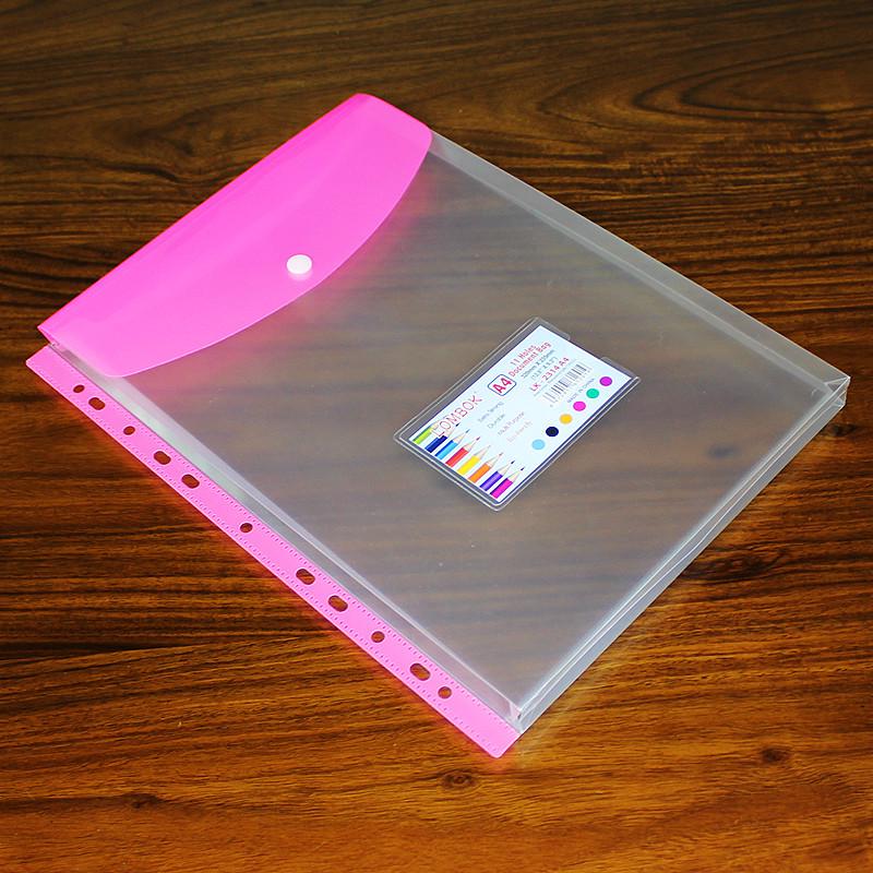 PP Creative A4 Transparent 11-Hole Loose-Leaf File Bag with Button and Label
