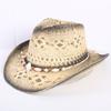 Popular sombrero de vaquero occidental hueco clásico europeo y americano, moda para hombre y mujer, sombrero de paja transpirable para vacaciones, protección solar