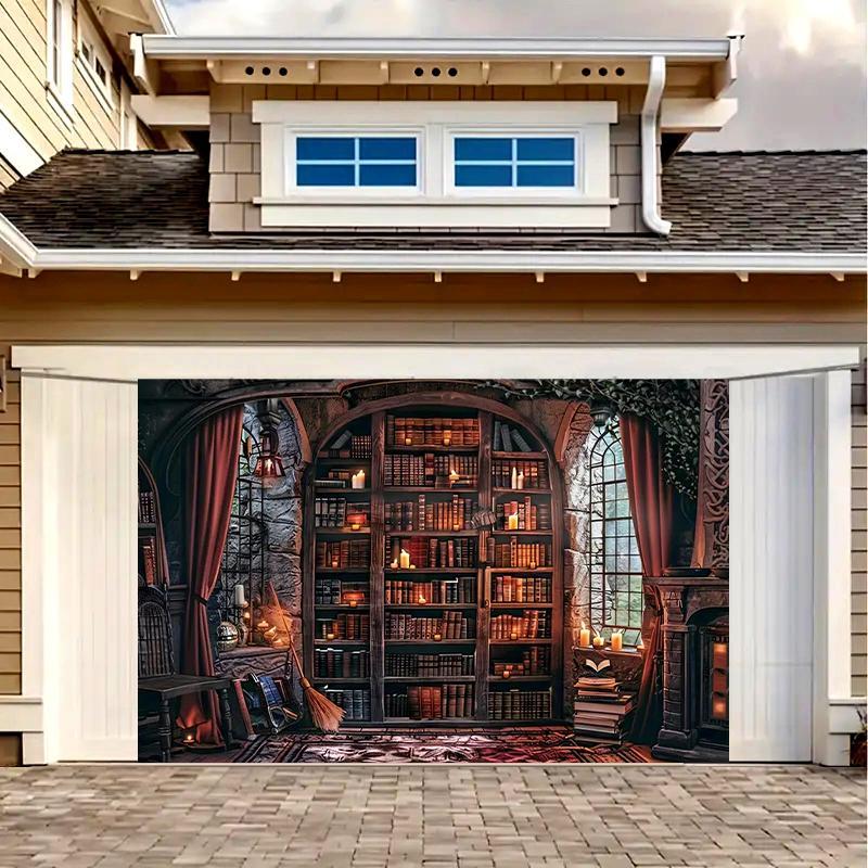 2D flat 1 piece of Secret Magic library polyester background - mysterious magic elements suitable for home decoration