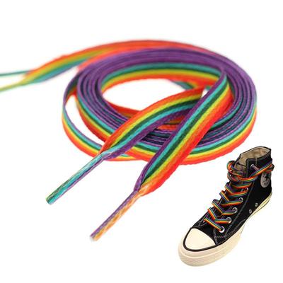 Neue flache Regenbogen-Schnürsenkel für Turnschuhe, bunte Schnürsenkel, farbige Farbverlauf-Schnürsenkel für Canvas-Schnürsenkel für Tennis, Damen und Herren