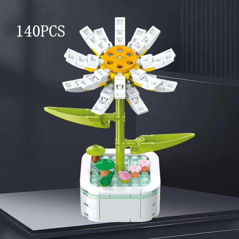 Kalıcı Buket Lale Çiçeği Yapı Taşı 3D Model Ev Dekorasyonu Bitki Saksıda Montaj Tuğlaları Sevgililer Günü Çocuk Hediyeleri