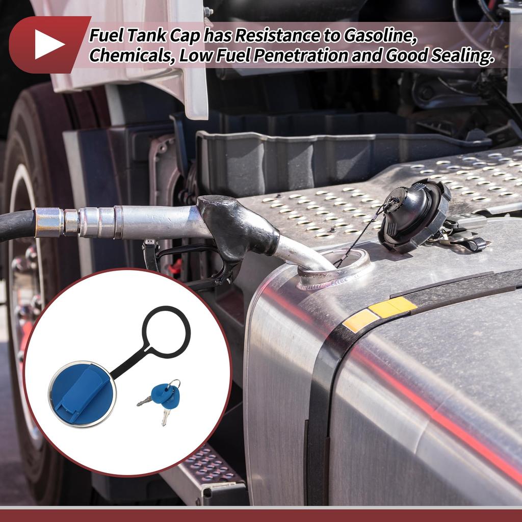 HEROFFIX Truck Lock Gas Cap for Scania Trucks 2 Keys Fuel Tank Cap No.2477313 Black Blue Silver Tone