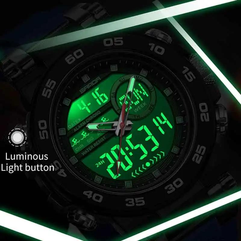 SANDA Fashionable Waterproof  Men's Electronic Watch Sports Multifunctional Large Dial Three Pin Double Display Men's Wrist Watc