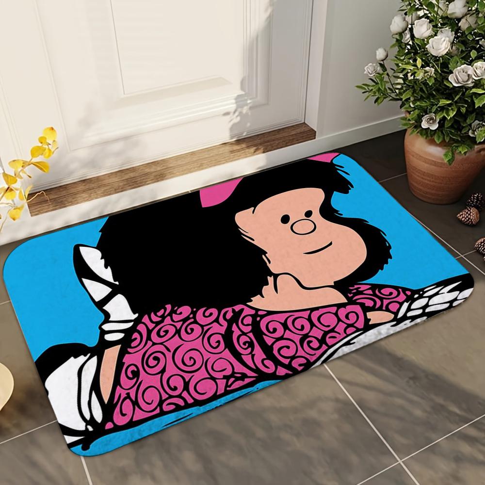 

1pc M-Mafalda Girl Bathroom Absorbent Mats Anti-Slip Mats Home Decor Supplies Carpets Home Kitchen Floor Mats 40x60cm