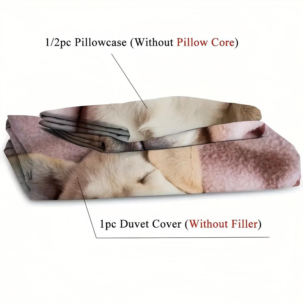 Rosa Decke Niedliches Hundemuster 3D-gedruckter Bettbezug Niedliches Tier Bettwäschebezug Kissenbezug Luxuriöse Heimtextilien Bettdeckenbezug-Sets