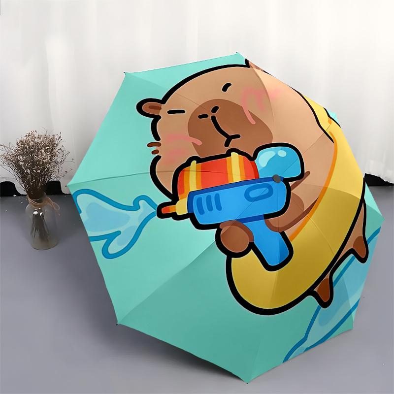 Capybara Themed Travel Umbrella-8 Ribs Automatic Opening and Closing, Portable Folding Design, Compact and Stylish Umbrella Suitable for Out