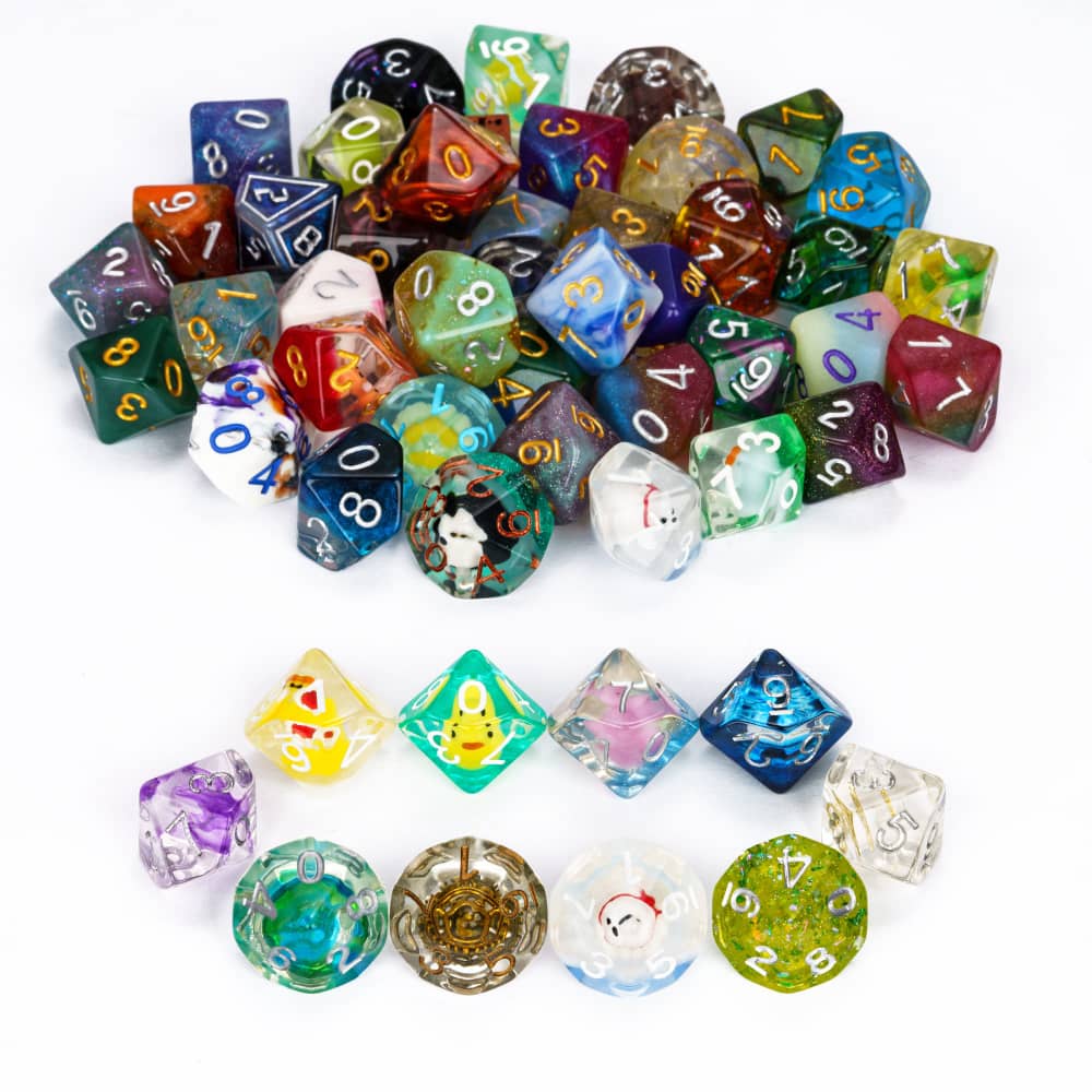 Bulk 10Pcs/Set DND Dice Random Color D4 D6 D8 D10 D% D12 D20 Resin Polyhedral Dice Set for D&D Role Playing Board Games TRPG