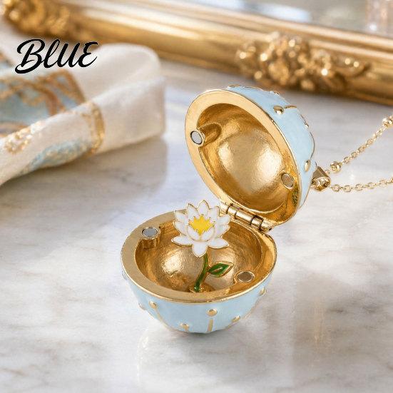 Stunning Flower Pendant Necklace Openable Oval Necklace Dainty Birth January