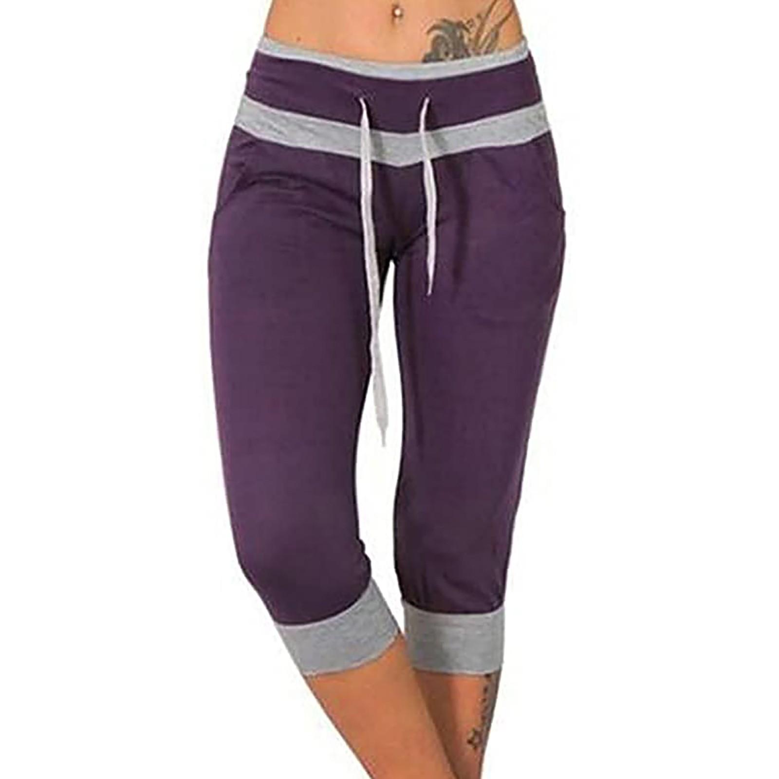 

Женские повседневные модные укороченные брюки с низкой посадкой, узкие повседневные брюки, спортивные штаны L фиолетовый