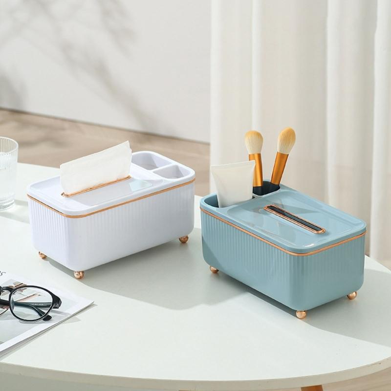 Organizer na biurko Pudełko na chusteczki Uchwyt na ołówki i długopisy Wielofunkcyjne pudełko do przechowywania na biurko Pojemnik Prostokątny dozownik chusteczek