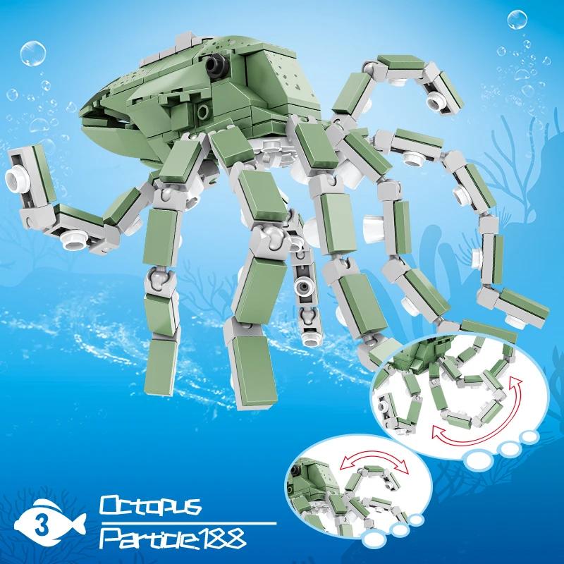 Sea World Bausteinspielzeug Hai Hummer Wasserlebewesen DIY Zusammengebautes Bausteinspielzeug Kreatives Weihnachtsgeschenk für Kinder