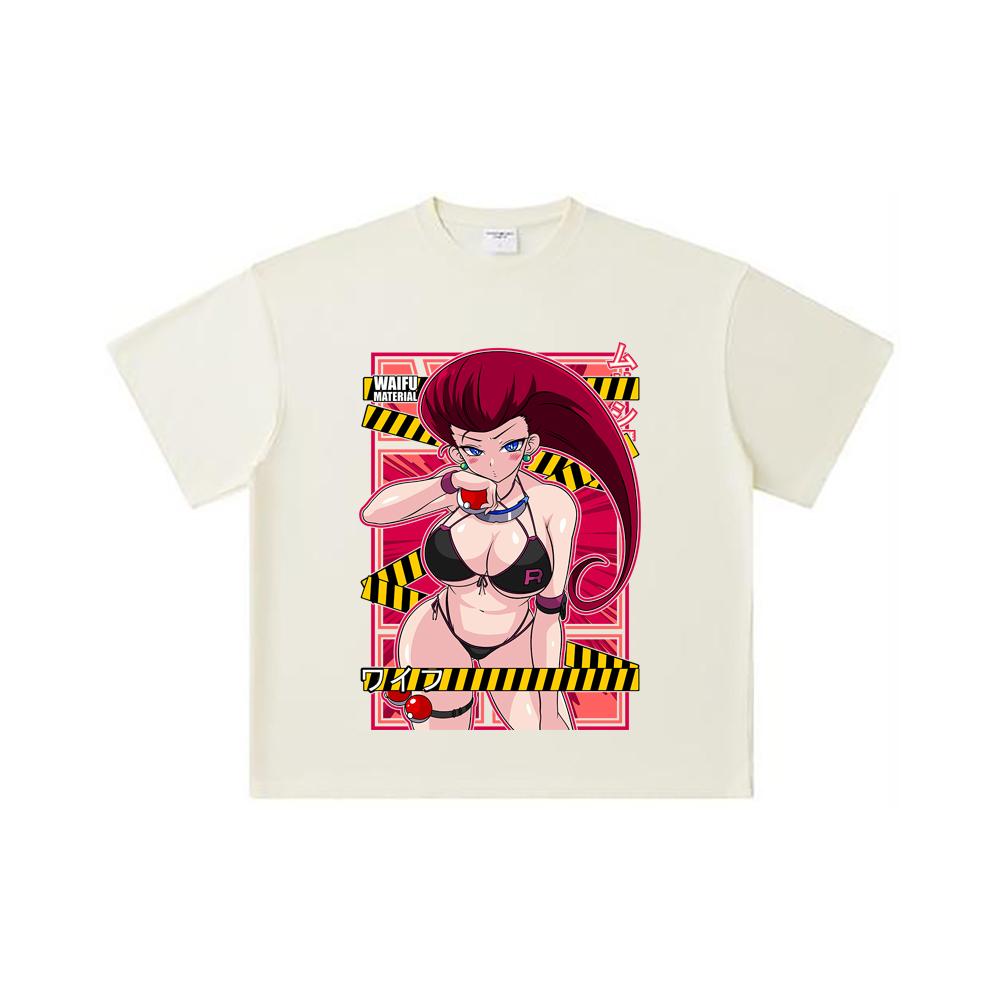 260 GSM Double Yarn 32 Count 100% Cotton Pokemon V14 Jessie Waifu Print Unisex Heavy Cotton T Shirt