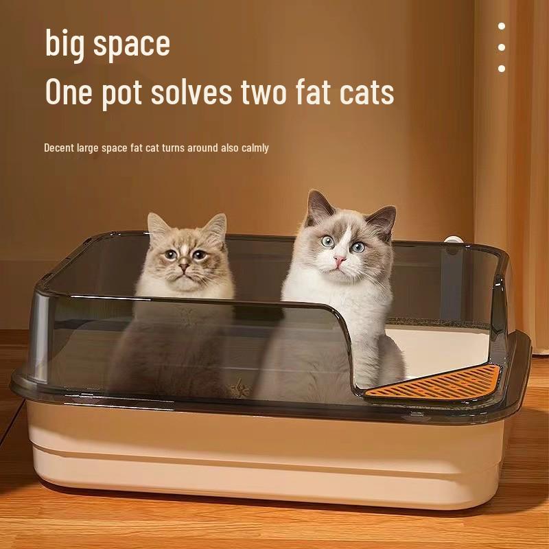Jumbo Semi-Enclosed Anti-Tracking Cat Litter Box