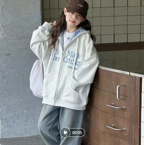 

2025 Весенне-осенняя корейская повседневная толстовка с капюшоном для девочек 160cm