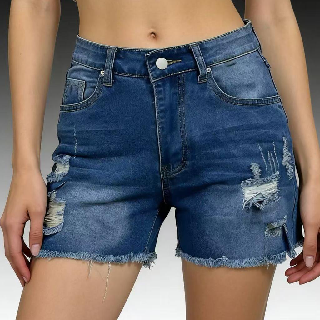 Damskie Codzienne Modne Dżinsowe Szorty z Dziurami Wszechstronne