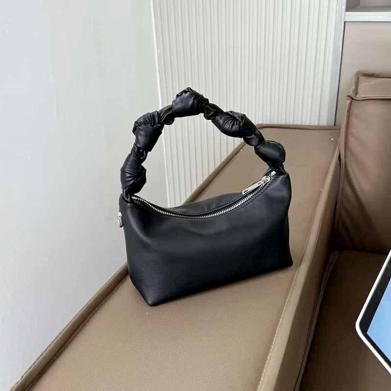 

Light Luxury Handbag Niche Handbag High-end Lunch Box Bag Fashionable Knotted Shoulder Crossbody Bag Women s Genuine Leather Cloud Bag 20x10x8 CM чорний