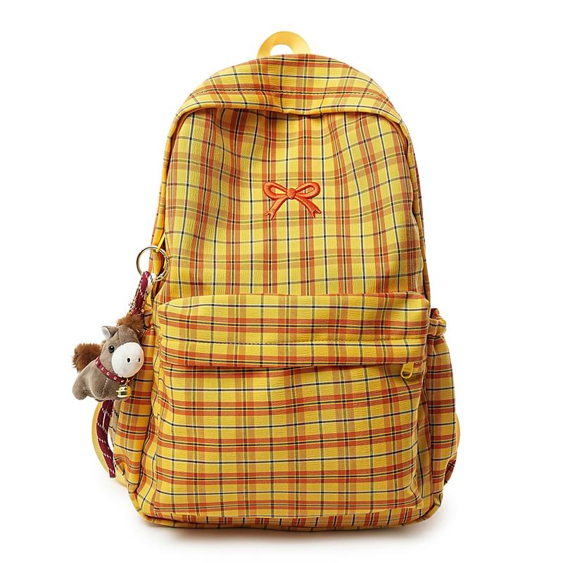 

Cute Plaid Backpack for Women & Girls – Colorful Checkered School Bag – Perfect for Daily Use & Campus Style жовтий