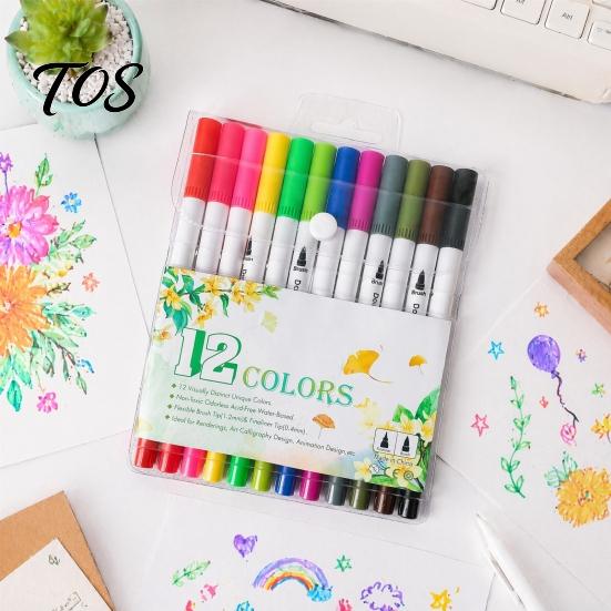 Double-ended Markers Drawing Set, with Brush And Fine Point Tips, Washable Art Supplies for School Water-soluble Ink Supplies, Hand-Drawn Creation