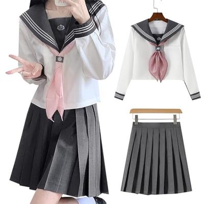 [NOKIJP] Authentic Sailor Uniform with Scarf Feature, JK Cosplay, Short Sleeve, Long Sleeve, Adult, High School Girl Uniform Ranking, Sailor Uniform C