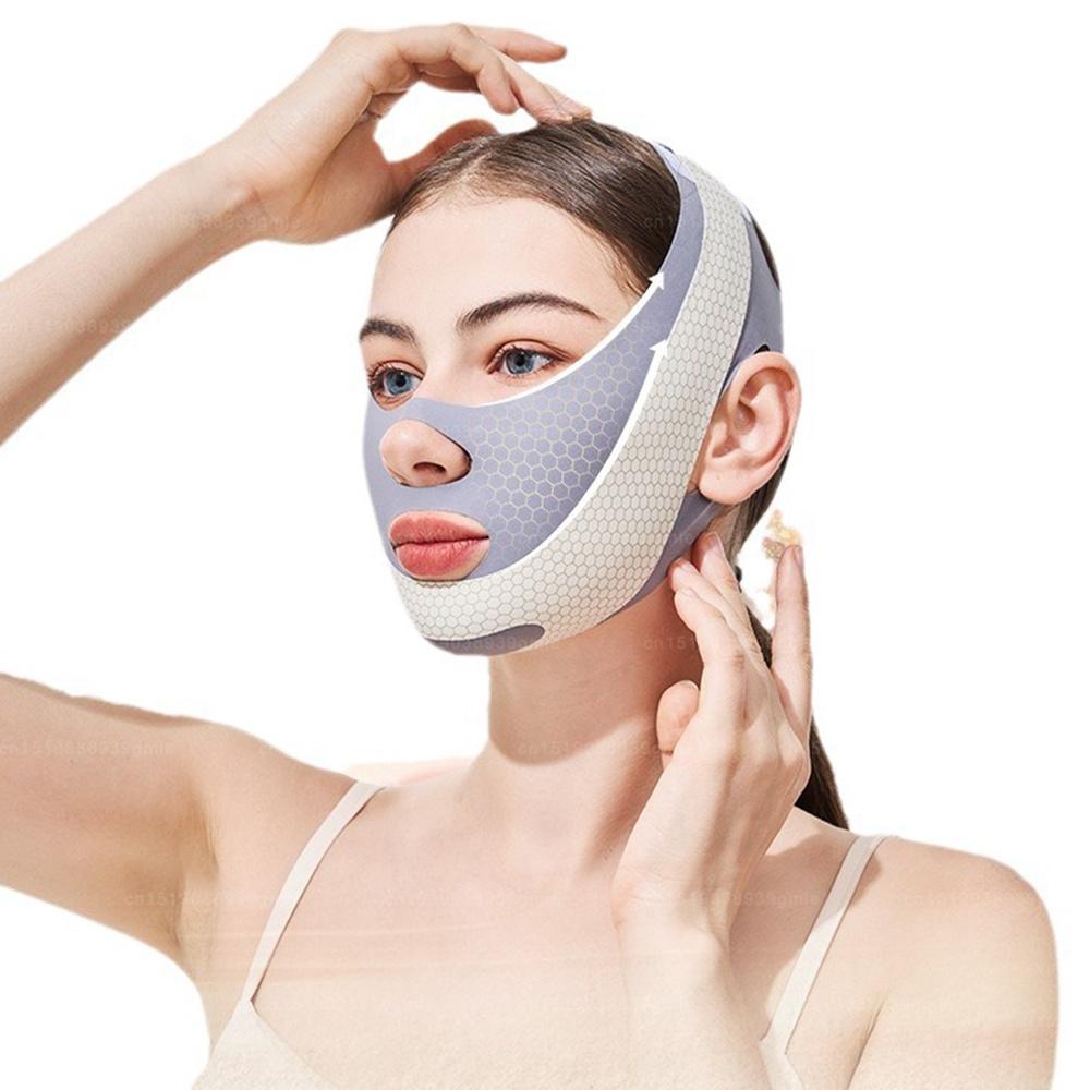 

Reusable Face Slimming Bandage V Line Facial Shaper Chin Cheek Lift Up Belt Facial Massage Strap Face Lifting Double Chin Reduce сірий колір