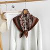 Fashion versatile herringbone pattern cotton and linen silk scarf high-end chain printing square scarf decorative scarf women's scarf