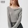 Teenie Weenie Women's Asymmetric Off-Shoulder Slim Fit Long Sleeve Tee