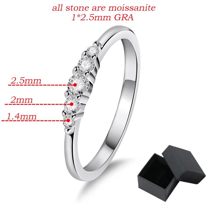 Smyoue 0.13CTTW 2.5mm Certified Moissanite Rings for Women 5 Stones Sparkling Silver 925 Wedding Band Mach Diamond GRA