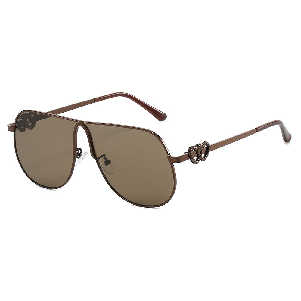 New Fashion Gradient Oval Pilot Women Sunglasses Luxury Brand Double Heart Design UV400 Protection