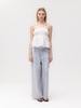 GLOWNY G Belted Linen Wide Pants (Blue)
