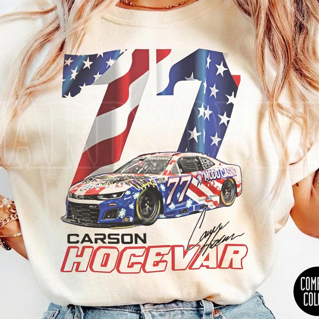 Nascar 77 Carson Hocevar Comfort Colors Shirt, Retro 90s Bootleg Rap Tee, Carson Hocevar Grafisch T-shirt, Nascar Coureur 77 Stijl Fan Kleding
