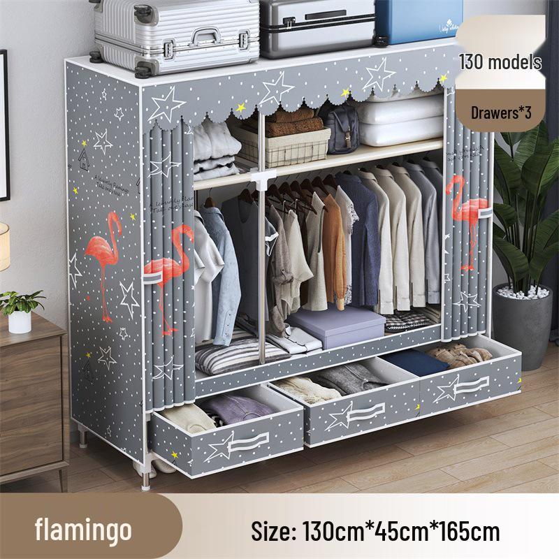 Wardrobe with Dustproof Drawers - Ideal for Rental Rooms