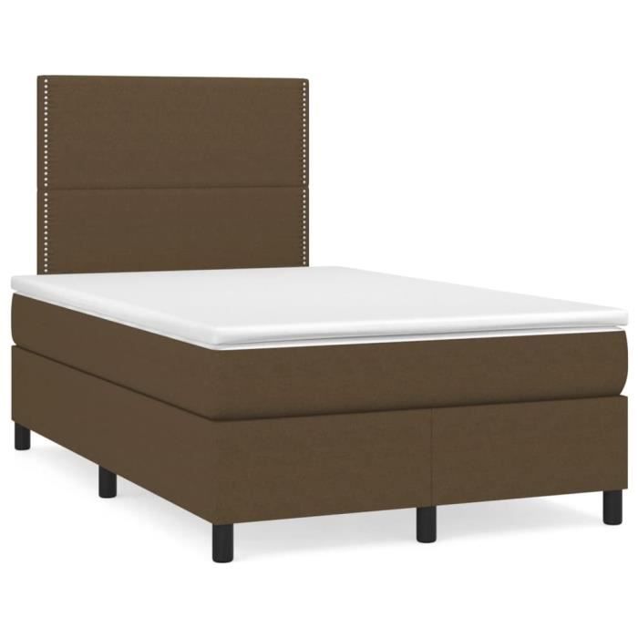 3141684 vidaXL Lit à sommier tapissier avec matelas Marron foncé 120x200 cm