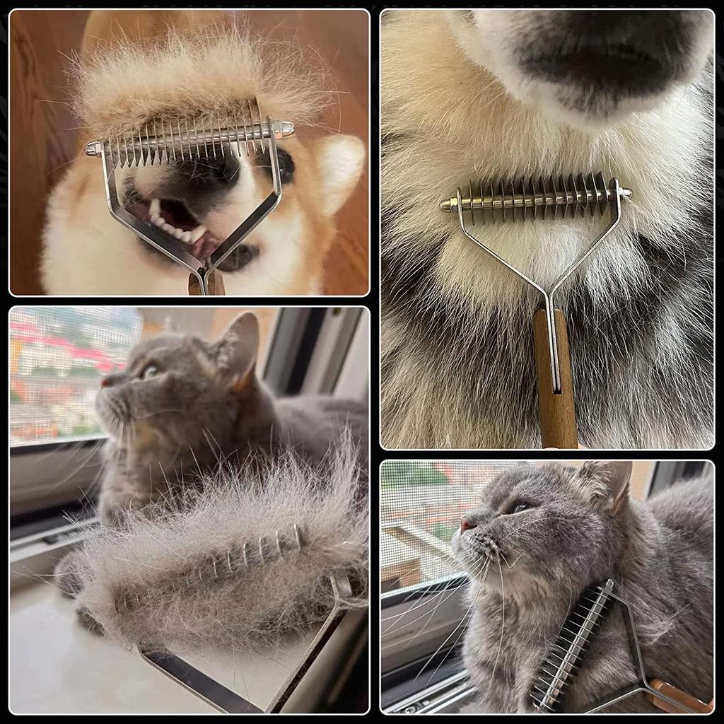 AIDIYA Dog Cat Hair Pet Hair Tangle Loose Hair Removal Stainless Pet Removes Shedding Hair and Suitable for Dogs and Long and Short Hair & Comb, Comb,
