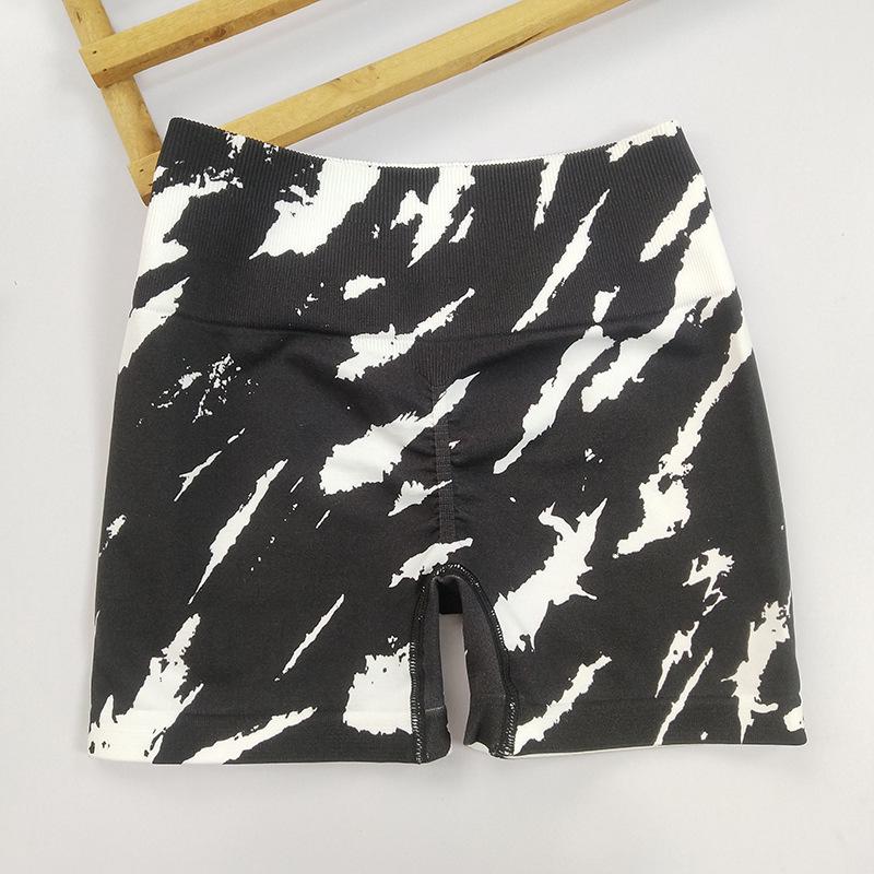 

HNYHWKR Zebra Print High-Waisted Butt-Lifting Yoga Shorts - Stretchy, Tight-Fitting Three-Quarter Length for Women. Large білий/чорний