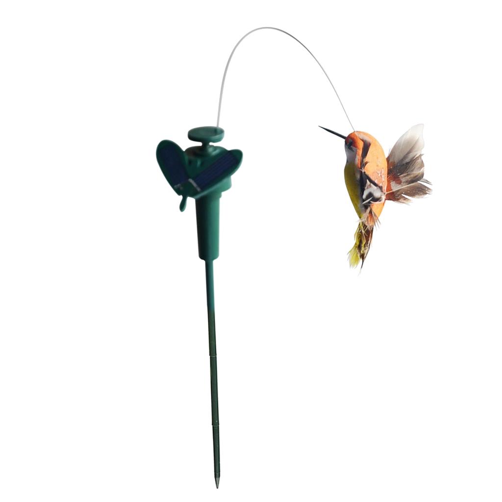 2 Pieces Solar Fluttering Dancing Feathered Bird Stakes Outdoor Garden Decor