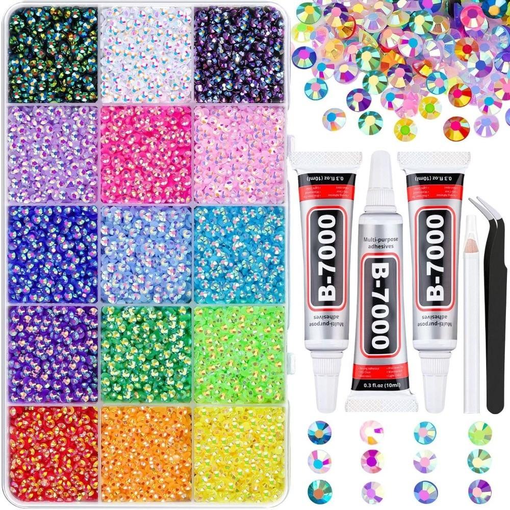 Sparkling Resin Rhinestone Kit Multicolor Flatback Gems  for Clothing Decoration