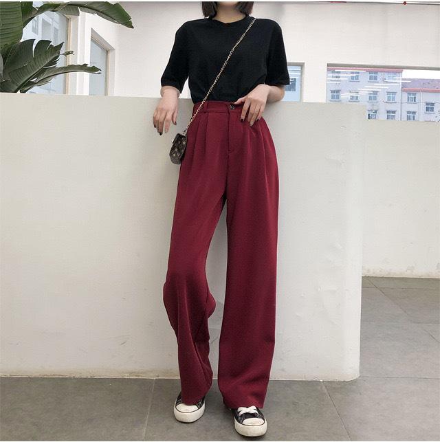 Korean Style Black Drapey High-Waisted Wide-Leg Suit Pants - 2024 Spring/Autumn