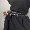 Personality Simple Black Double Circle Belt For Women Pu Leather Waist Belt Fashionable Versatile Dress Jeans Decoration