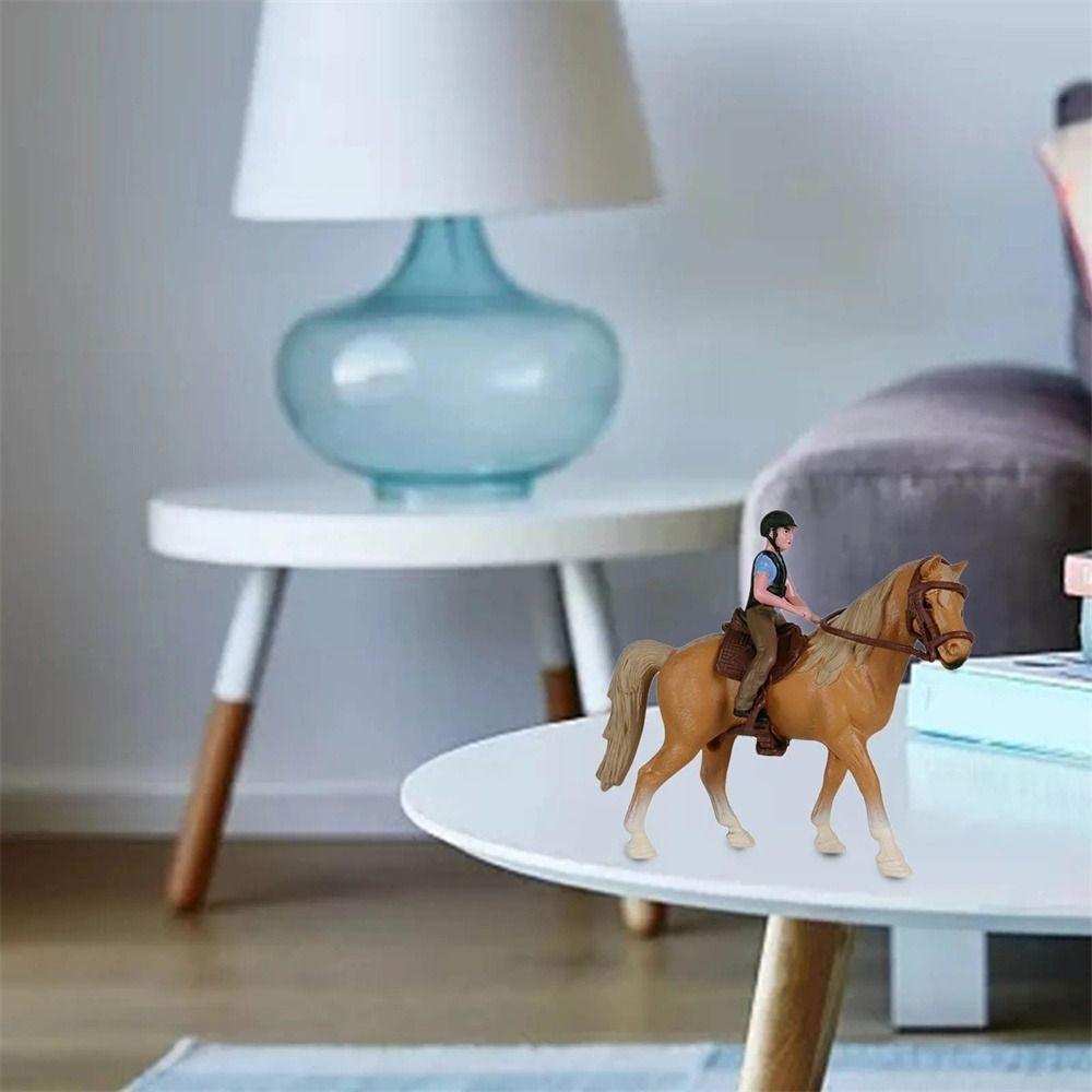 Simulation Rider and Horse Figurine Equestrian Rider Farm Animal Model Desktop Ornaments